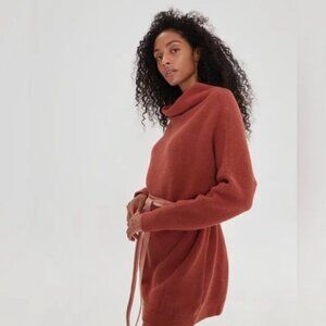 FREE PEOPLE Ottoman Slouchy Tunic Sweater Ribbed Loose Dusty Red Women's Small